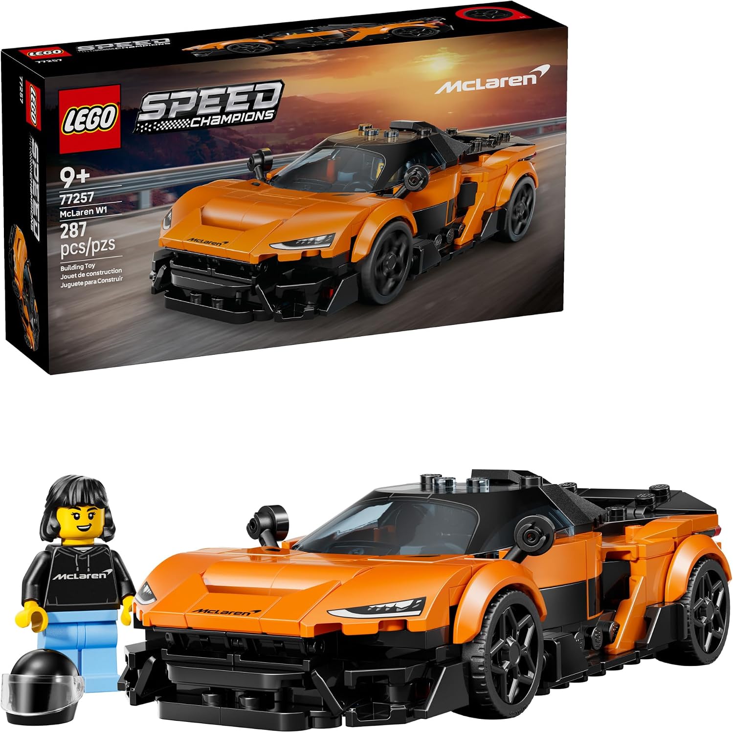 LEGO SPEED CHAMPIONS MCLAREN W1 - JUGUETE DE AUTO DE CARRERAS PARA NIÑOS Y NIÑAS, A PARTIR DE 9 AÑOS, JUEGO DE CONSTRUCCIÓN - 1
