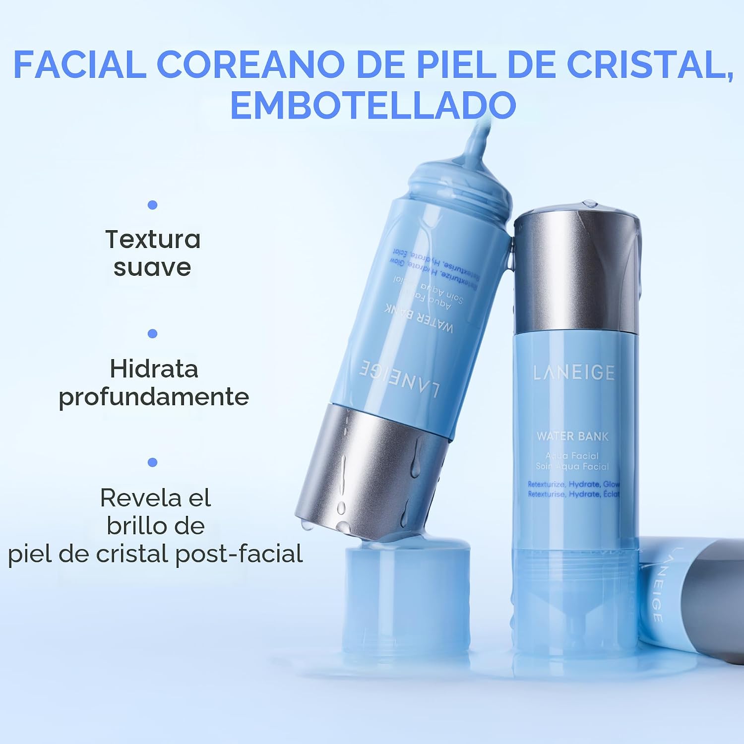 SUERO FACIAL LANEIGE WATER BANK AQUA SUERO EXFOLIANTE E HIDRATANTE DE K-BEAUTY EXFOLIACIÓN SUAVE AHA BHA PHA IMPULSO - 5