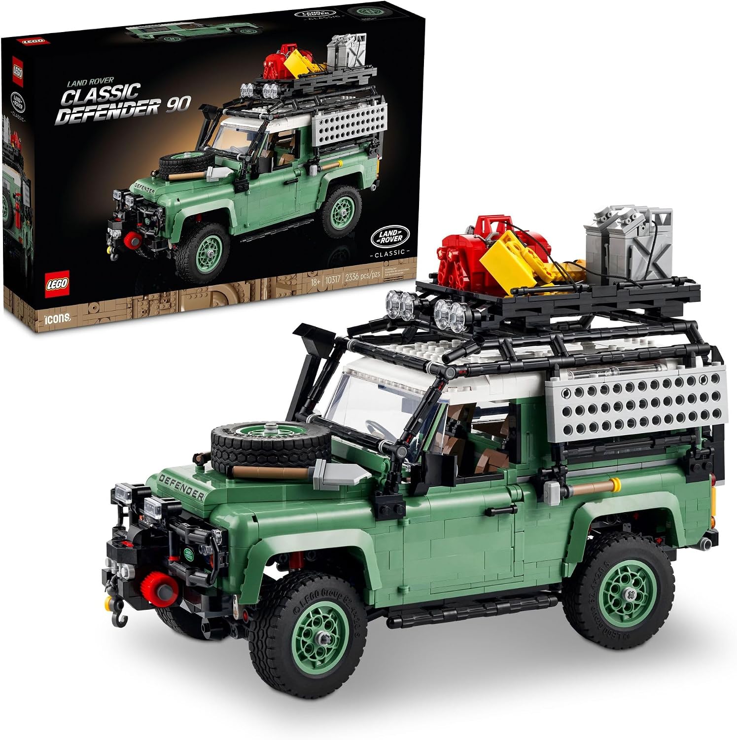 LEGO ICONS LAND ROVER CLASSIC DEFENDER 90 - JUEGO DE CONSTRUCCIÓN PARA ADULTOS, A PARTIR DE 18 AÑOS, KIT DE MODELO DE COCHE - 1