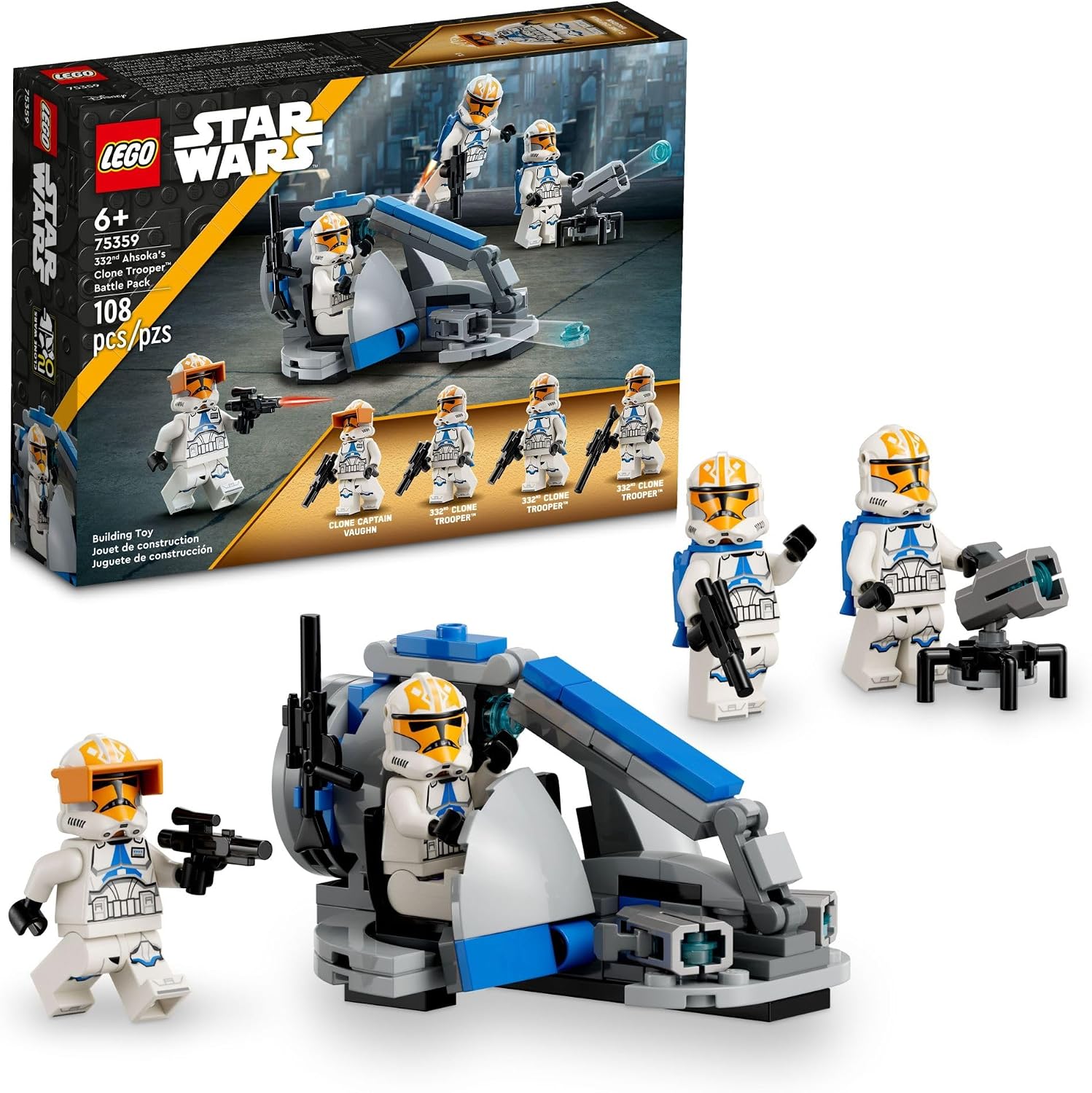 LEGO STAR WARS 332ND AHSOKA S CLONE TROOPER BATTLE PACK 75359 - JUEGO DE JUGUETES DE CONSTRUCCIÓN CON 4 FIGURAS DE STAR - 1