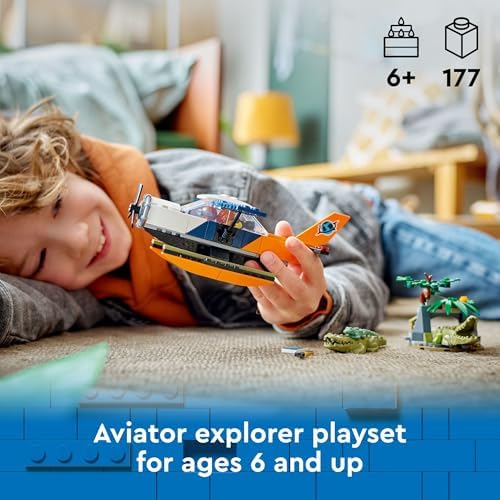 LEGO CITY JUNGLE EXPLORER - JUGUETE DE AVIÓN ACUÁTICO PARA NIÑOS Y NIÑAS, A PARTIR DE 6 AÑOS, CON 2 MINIFIGURAS PARA JUEGOS - 7