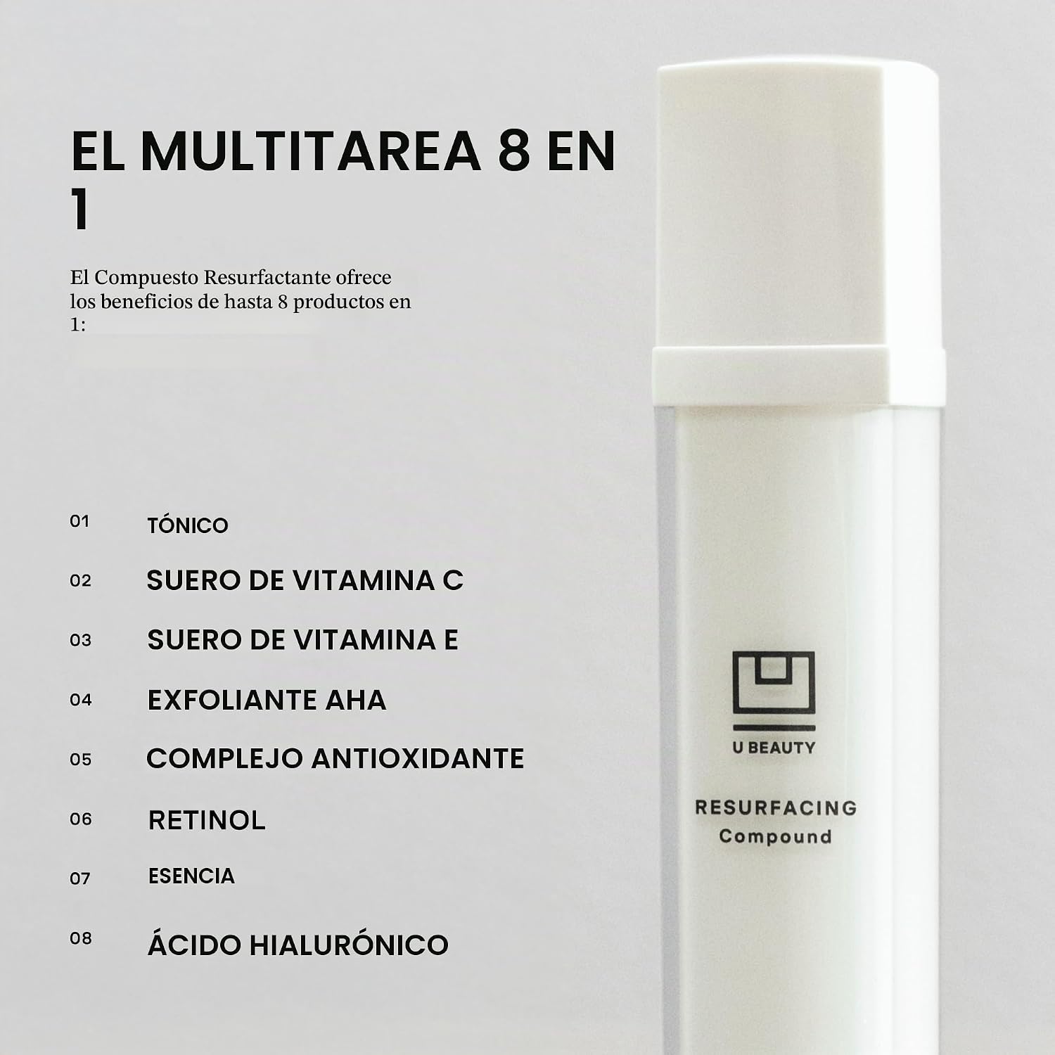 U BEAUTY SUERO COMPUESTO RESURFACEADOR - RENUEVA E ILUMINA EL SUERO FACIAL - FÓRMULA AVANZADA 8 EN 1 CON VITAMINA C, - 2