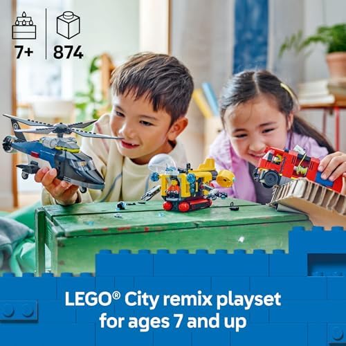 LEGO CITY HELICOPTER, CAMIÓN DE BOMBEROS Y SUBMARINO REMIX JUGUETE PARA NIÑOS, 3 JUGUETES DE CONSTRUCCIÓN EN 1 PARA NIÑOS - 7