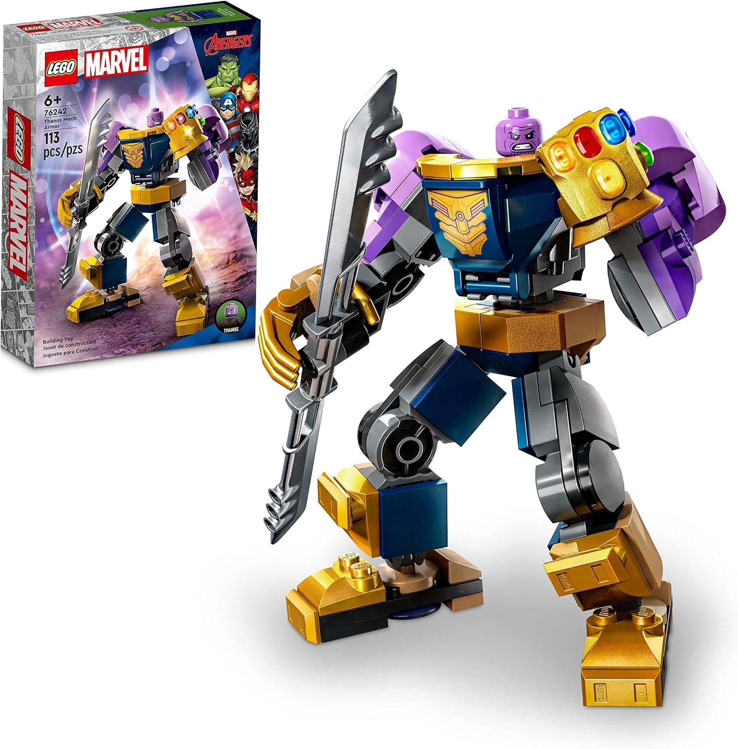 LEGO MARVEL THANOS MECH ARMOR 76242, CONJUNTO DE FIGURAS DE ACCIÓN DE LOS VENGADORES, JUGUETE DE CONSTRUCCIÓN CON GUANTELETE - 1