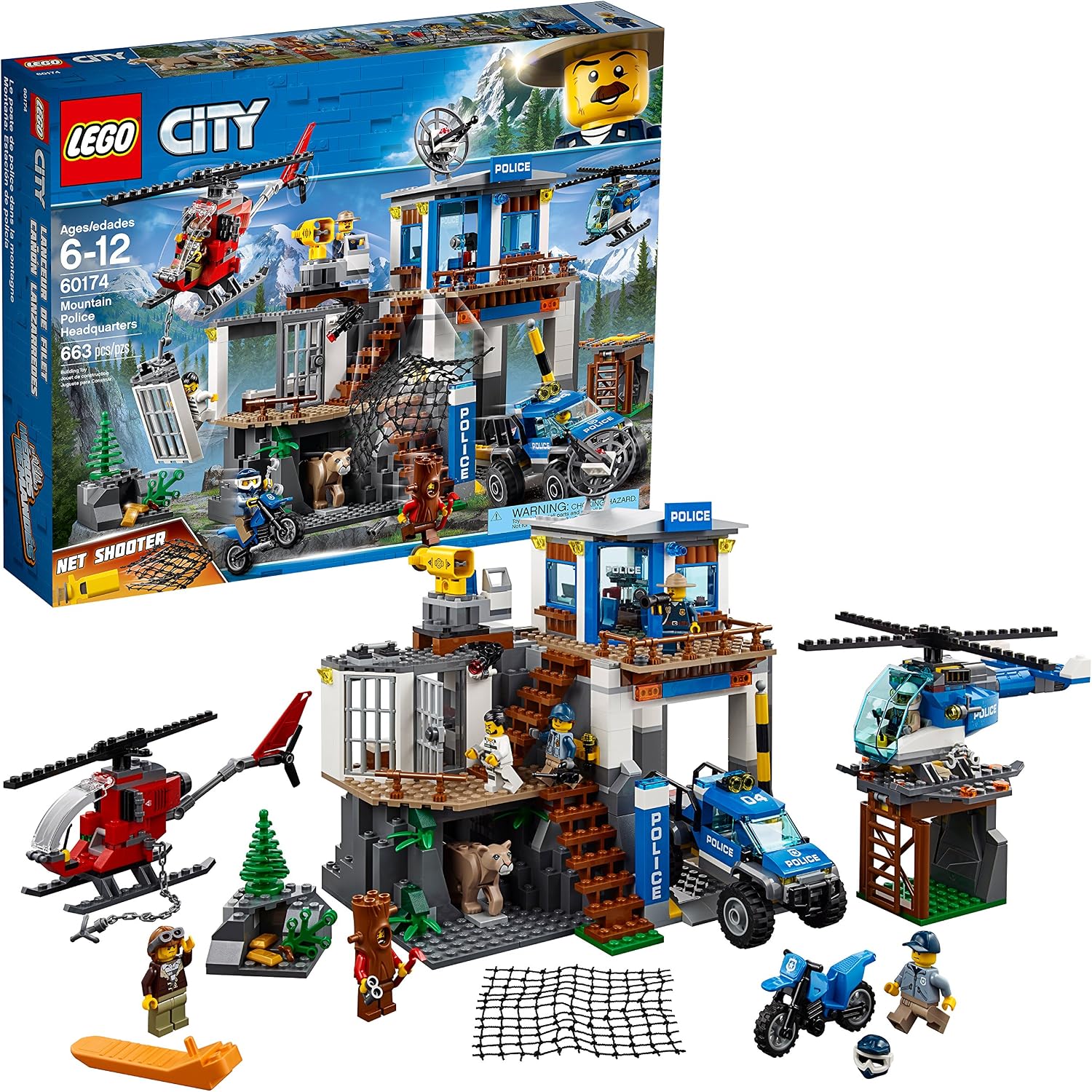 LEGO KIT DE CONSTRUCCIÓN 60174 DEL CUARTEL GENERAL DE LA POLICÍA DE CITY MOUNTAIN 663 PIEZAS , ESTÁNDAR - 1