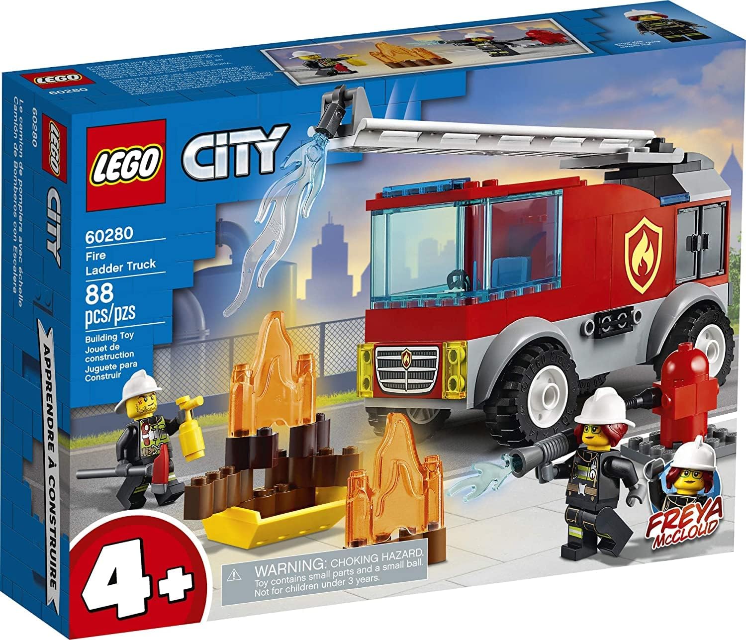 LEGO CITY FIRE LADDER TRUCK 60280 KIT DE CONSTRUCCIÓN DIVERTIDO JUEGO DE CONSTRUCCIÓN DE JUGUETE DE BOMBERO PARA NIÑOS, - 1