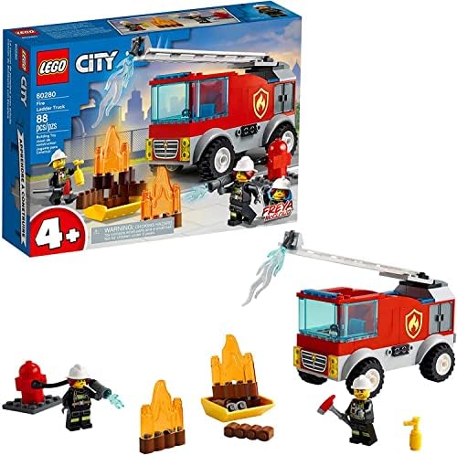 LEGO CITY FIRE LADDER TRUCK 60280 KIT DE CONSTRUCCIÓN DIVERTIDO JUEGO DE CONSTRUCCIÓN DE JUGUETE DE BOMBERO PARA NIÑOS, - 7