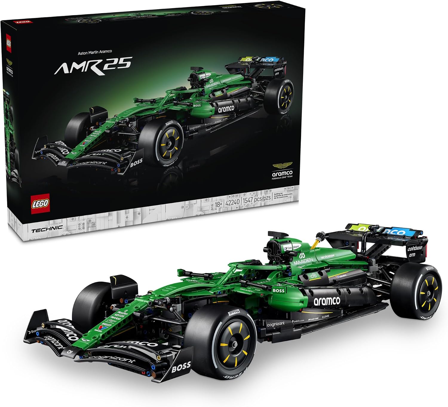 LEGO TECHNIC ASTON MARTIN ARAMCO AMR25 F1 CAR - JUEGO DE CONSTRUCCIÓN PARA ADULTOS, MAYORES DE 18 AÑOS - KIT DE MODELO - 1