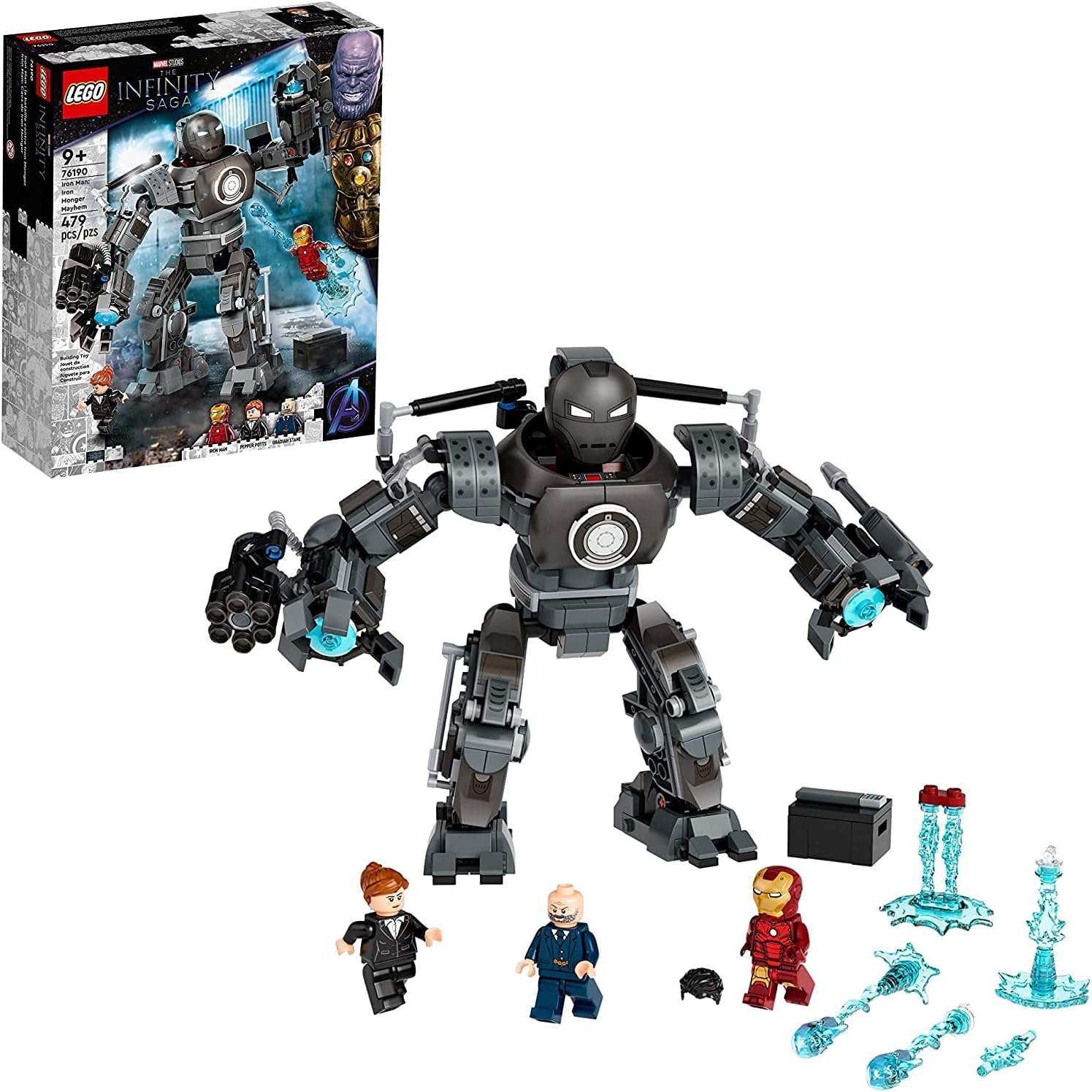 LEGO MARVEL IRON MAN MONGER MAYHEM SET 76190, AVENGERS MECH - JUGUETE DE CONSTRUCCIÓN, FIGURA DE ACCIÓN, CON FIGURAS DE IRON - 1