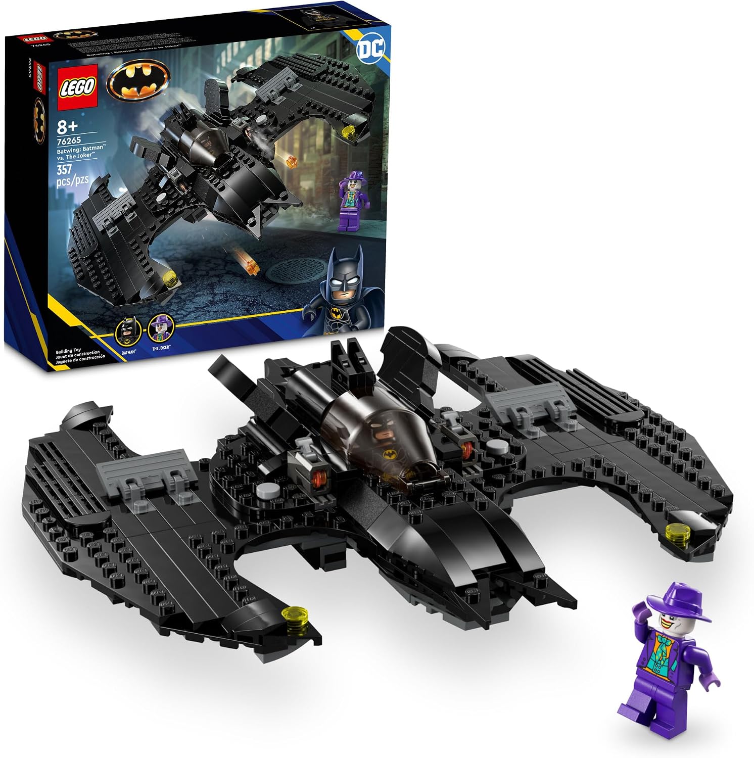 LEGO DC BATWING: BATMAN VS. EL GUASÓN 76265 JUEGO DE SUPERHÉROES DC, INCLUYE 2 MINIFIGURAS Y UN JUGUETE DE BATWING BASADO - 1