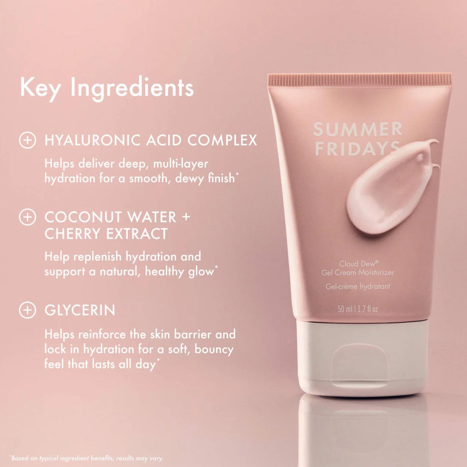 SUMMER FRIDAYS CLOUD DEW GEL CREMA HIDRATANTE - HIDRATANTE FACIAL LIGERO CON ÁCIDO HIALURÓNICO, AGUA DE COCO, EXTRACTO - 3