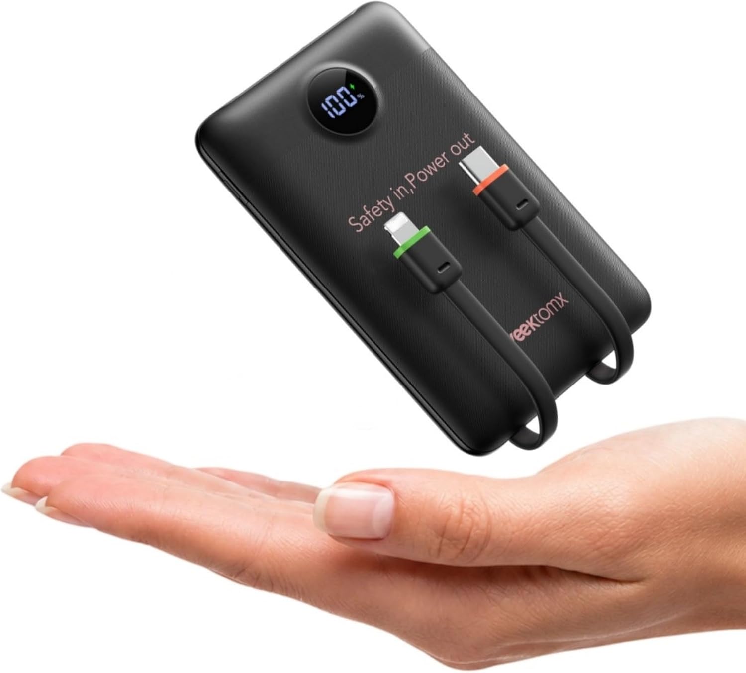 VEEKTOMX CARGADOR PORTÁTIL CON CABLES INTEGRADOS, BANCO DE ENERGÍA PARA IPHONE, PAQUETE DE BATERÍA CARGA RÁPIDA USB C - 1