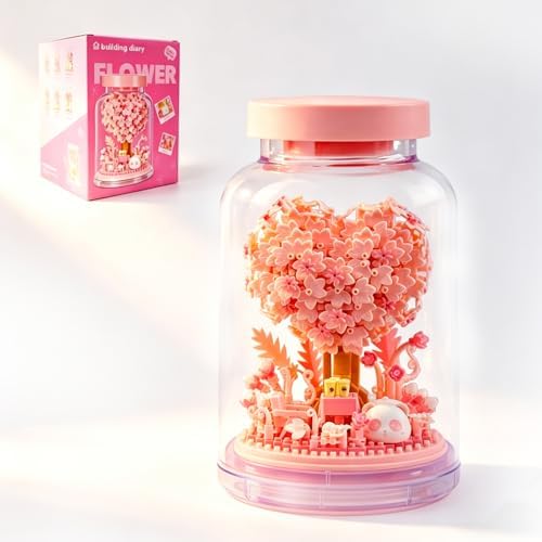 JUEGO DE BLOQUES DE CONSTRUCCIÓN DE ÁRBOL DE CEREZO EN FORMA DE CORAZÓN DE PANDA, KIT DE MODELO DE MICRO LADRILLOS - 7