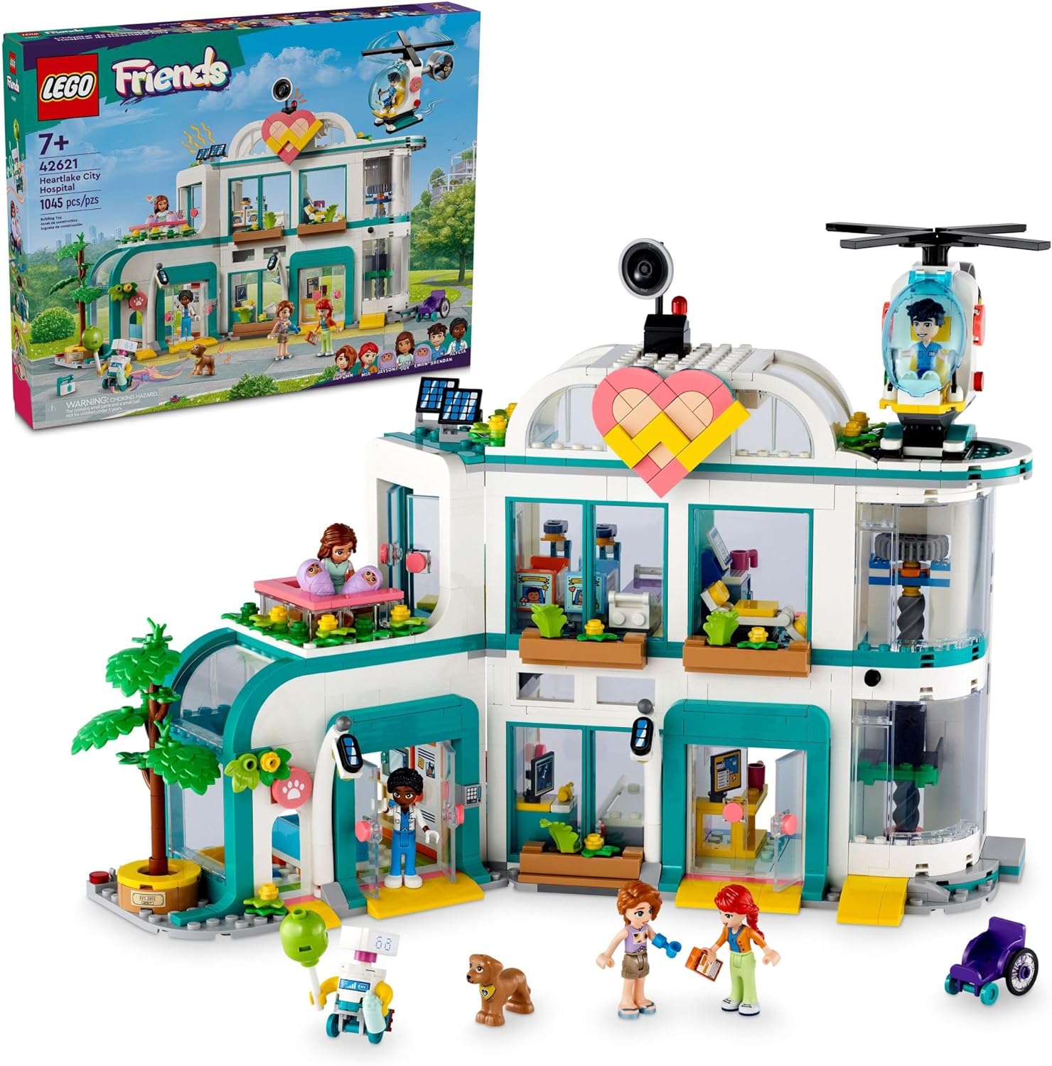 LEGO FRIENDS HEARTLAKE CITY HOSPITAL - JUEGO DE JUGUETE, JUGUETE DE HELICÓPTERO Y PERSONAJES DE MINIFUÑECAS, JUEGO - 1