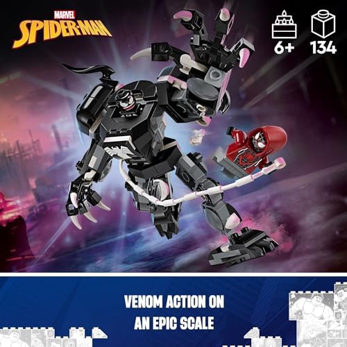 LEGO MARVEL VENOM MECH ARMOR VS. MILES MORALES, ACCIÓN POSABLE PARA NIÑOS, JUEGO DE CONSTRUCCIÓN DE MARVEL CON MINIFIGURAS, - 7