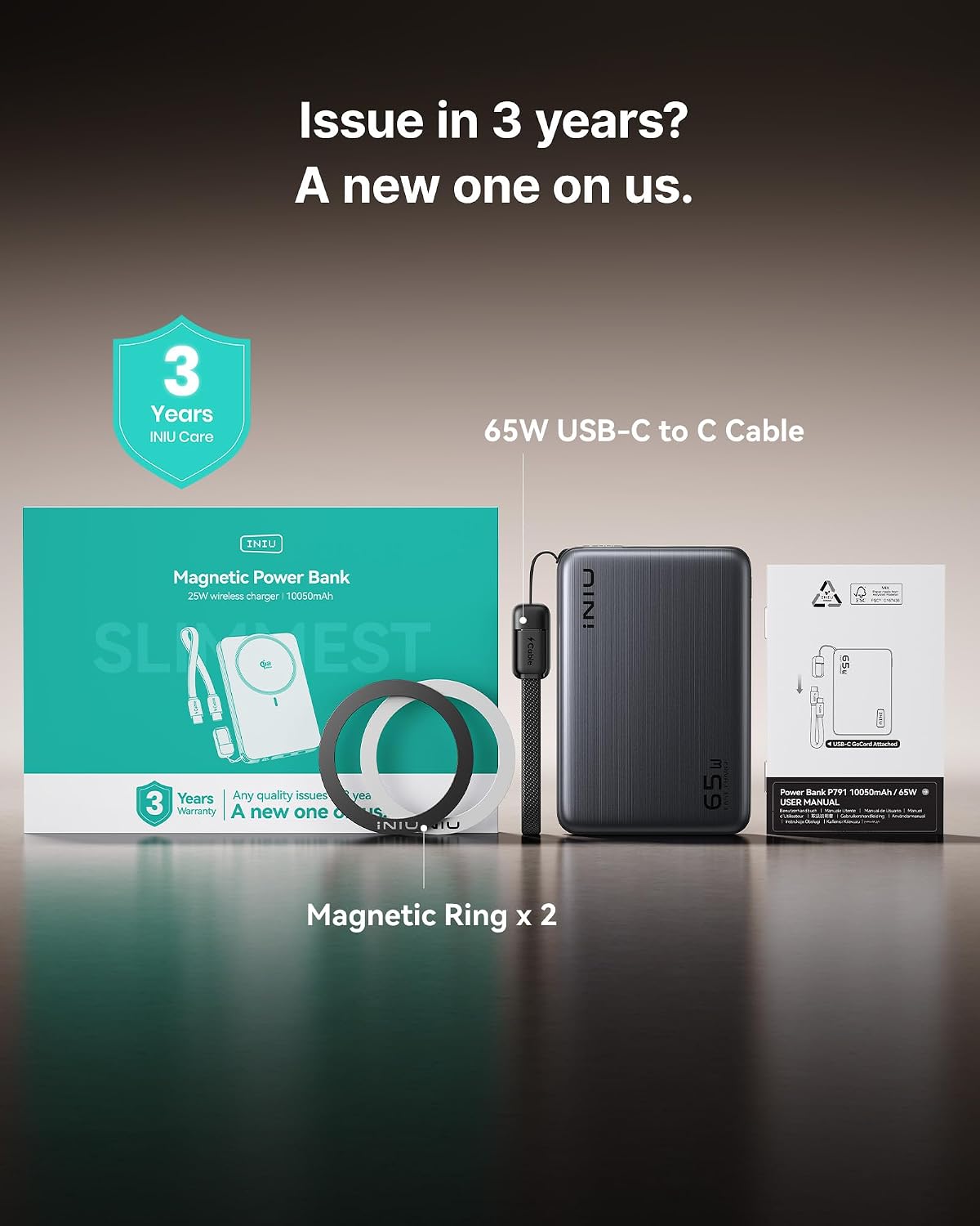 INIU FOR MAGSAFE QI2.2 25W POWER BANK, THINNEST 10000MAH MAGNETIC CHARGER - 5