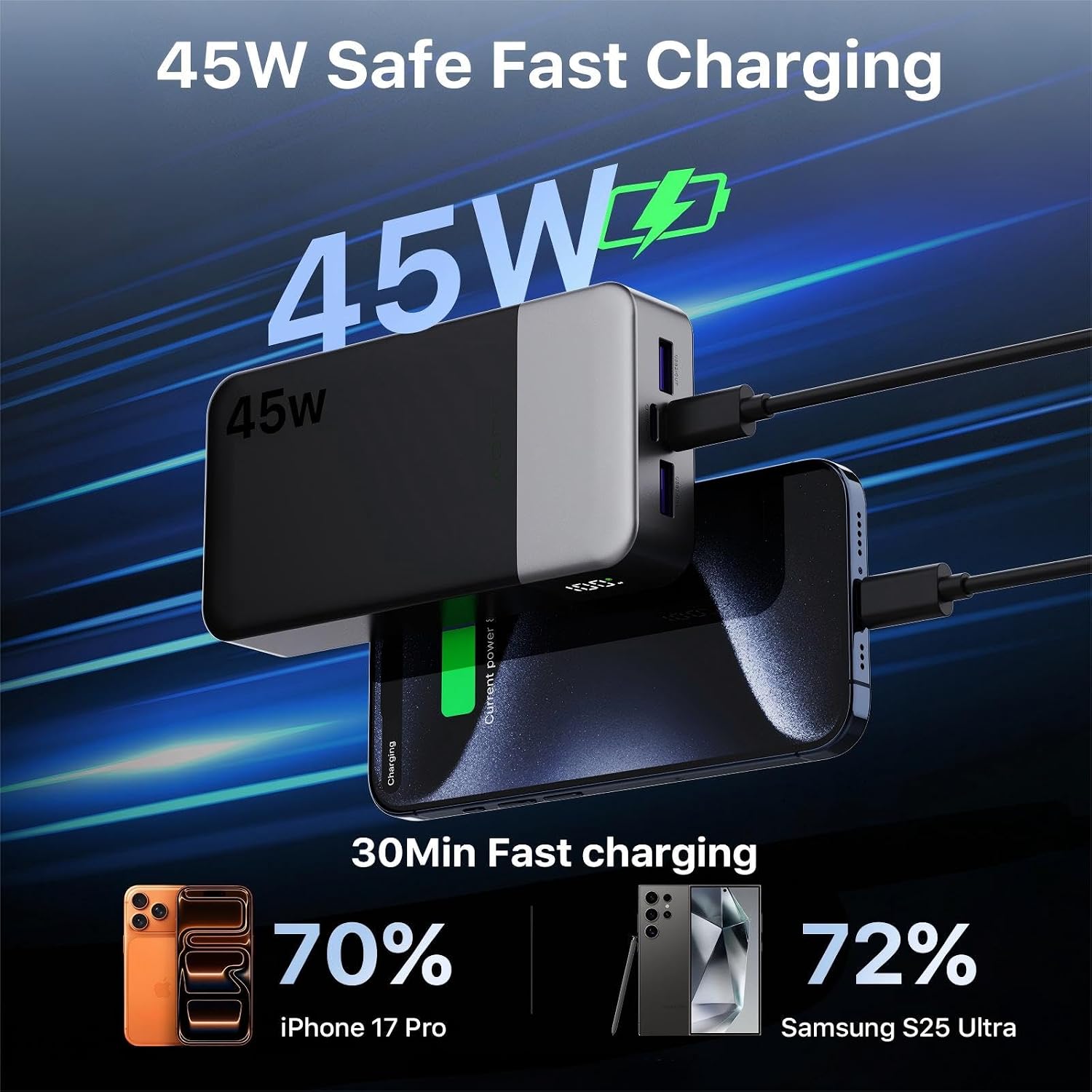 NOBIS 45W 20000MAH CARGADOR PORTÁTIL BANCO DE ENERGÍA CARGA RÁPIDA - 2