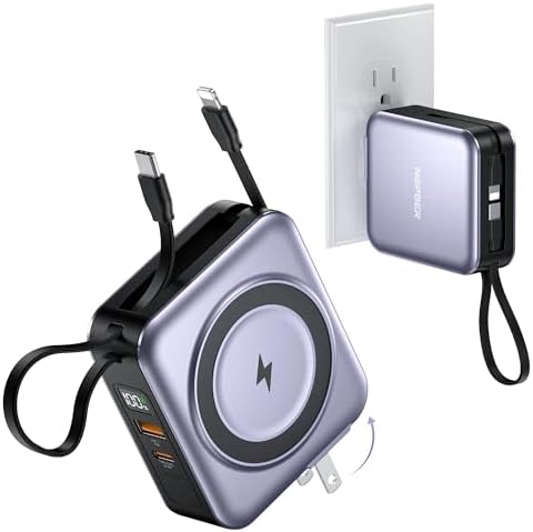 CARGADOR PORTÁTIL MAGNÉTICO 6-EN-1 DE 10000MAH CARGA RÁPIDA DE 22.5W CON ENCHUFE DE PARED AC, CABLES USB-C Y LIGHTNING - 7