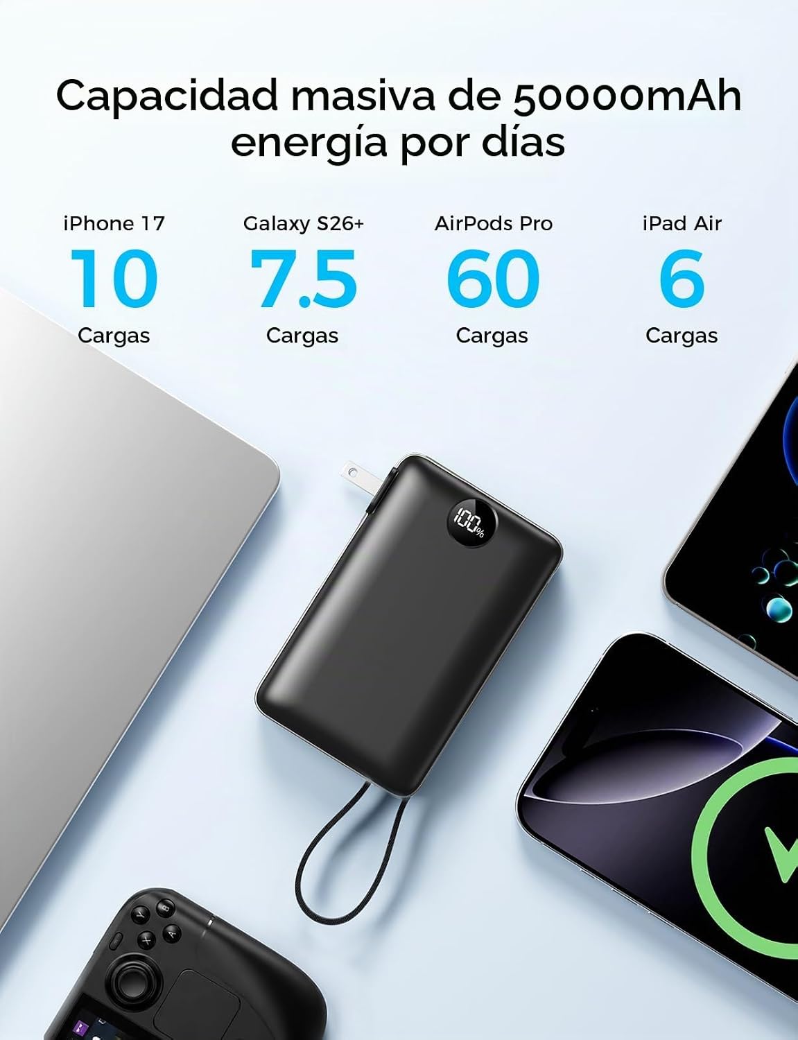 BANCO PORTÁTIL DEL PODER DEL CARGADOR 50000MAH CAPACIDAD MASIVA - 2