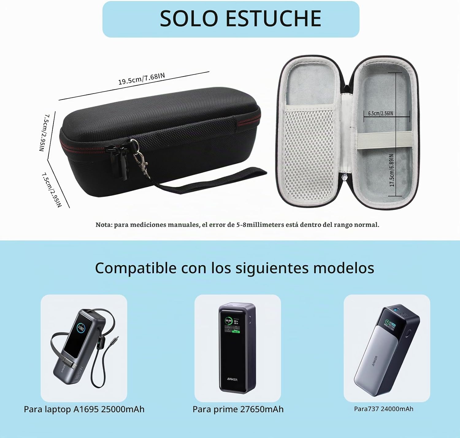 ESTUCHE RÍGIDO DE VIAJE PARA PORTÁTIL ANKER POWER BANK 25,000MAH CAJA DE TRANSPORTE PARA PRIME 27,650MAH 250W Y 737 24000MAH - 2