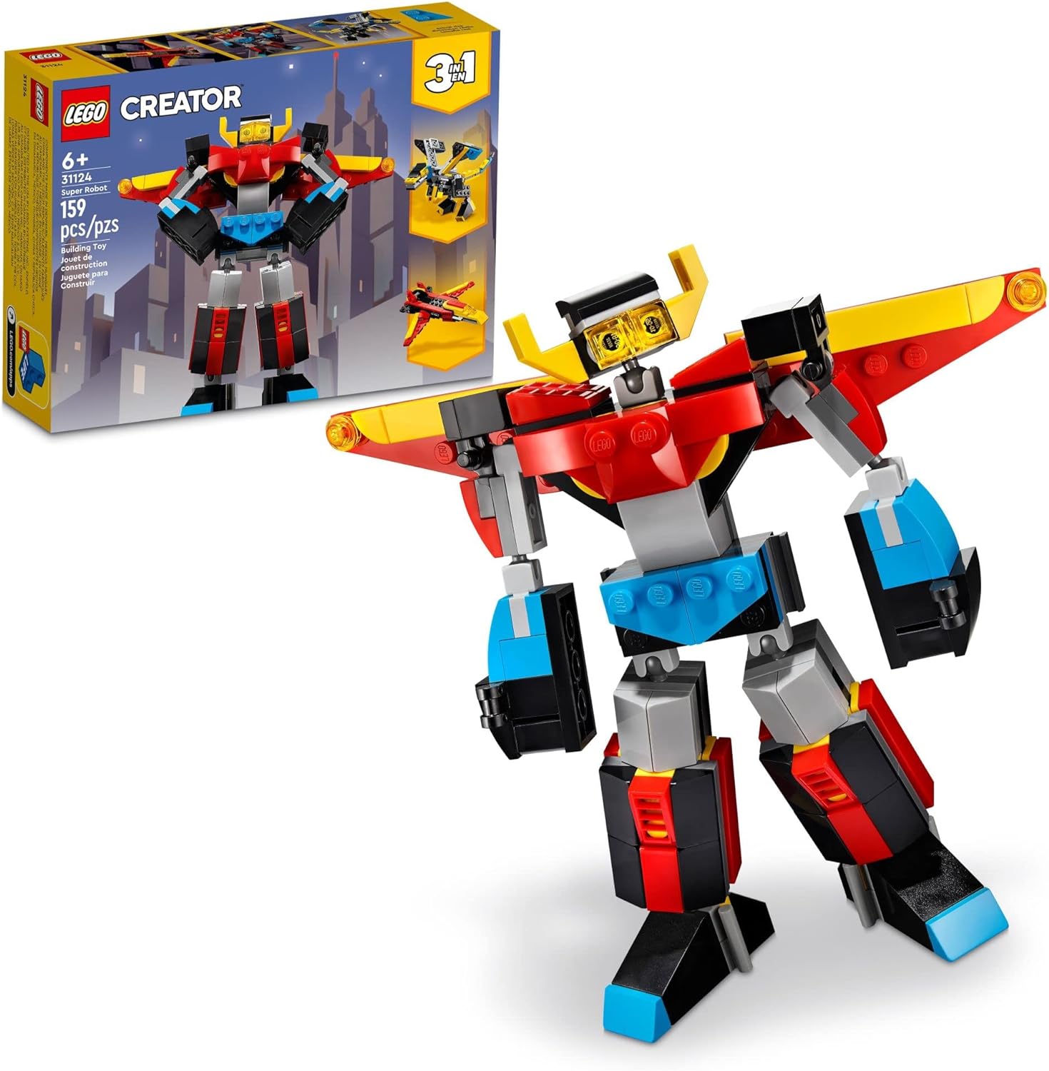 LEGO CREATOR 31124 - KIT DE CONSTRUCCIÓN DE SÚPER ROBOT 3 EN 1, LOS NIÑOS PUEDEN CONSTRUIR UN ROBOT DE JUGUETE O UN DRAGÓN - 1