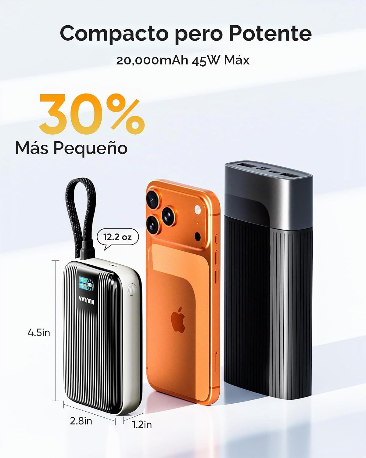 KUULAA CARGADOR PORTÁTIL, MÁS PEQUEÑO 20000MAH 45W BANCO DE CARGA RÁPIDA - 2