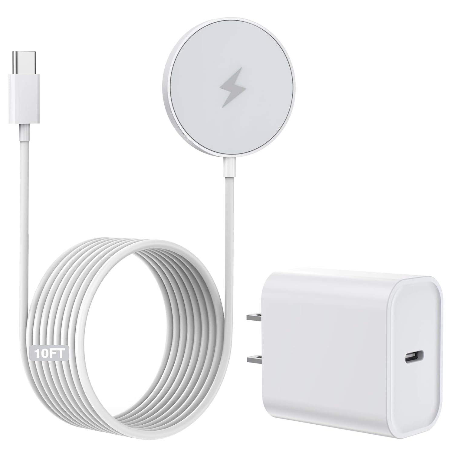 CARGADOR INALÁMBRICO MAGNÉTICO DE 10 PIES, CARGADOR RÁPIDO APPLE MAG-SAFE DE 15 W PARA IPHONE 17/16/15 PD CON USBC APPLE - 1