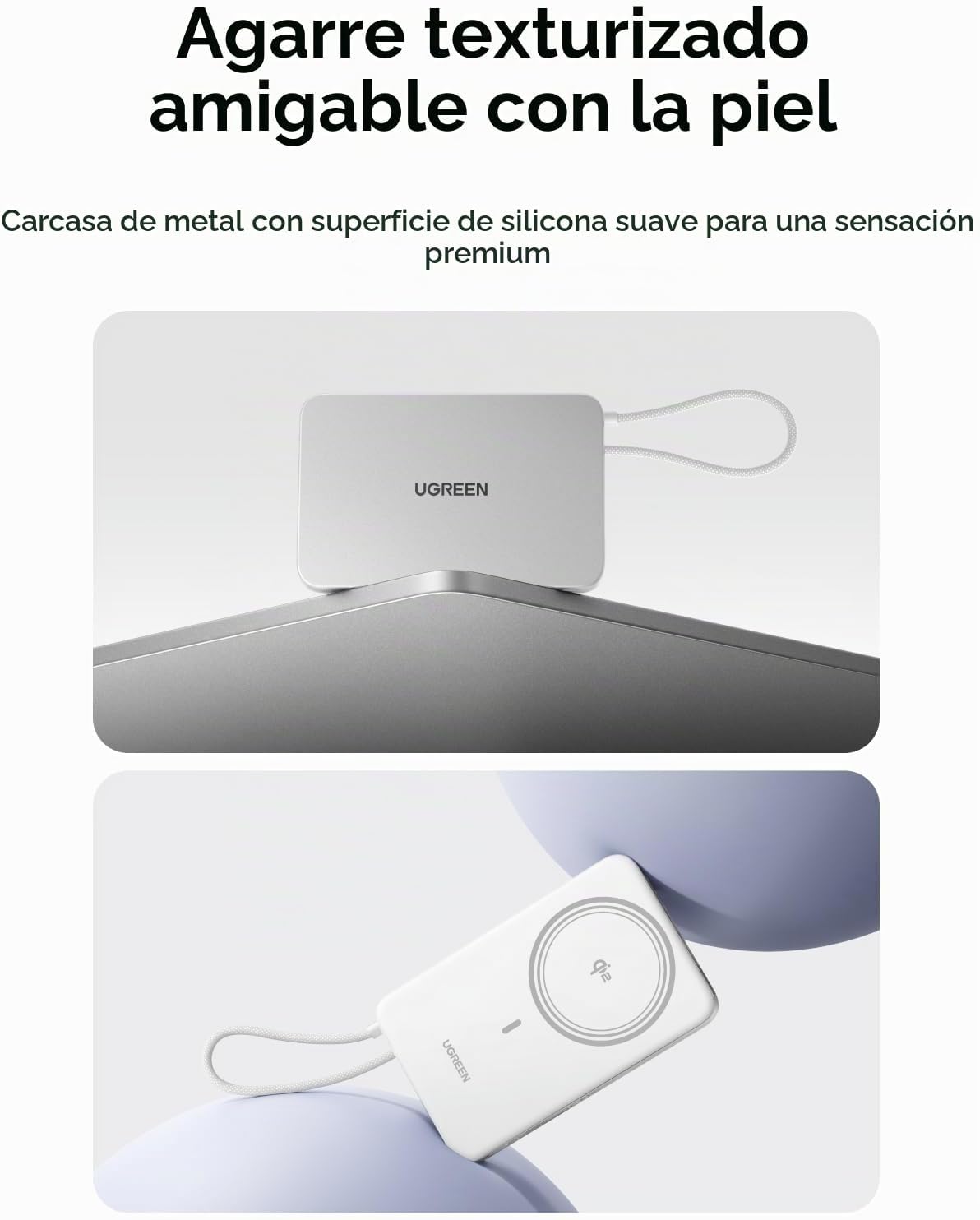 UGREEN MAGFLOW AIR QI2 - BANCO DE ENERGÍA MAGNÉTICO DE 10000 MAH, CARGADOR PORTÁTIL INALÁMBRICO DE 15 W CON CABLE USB-C - 7
