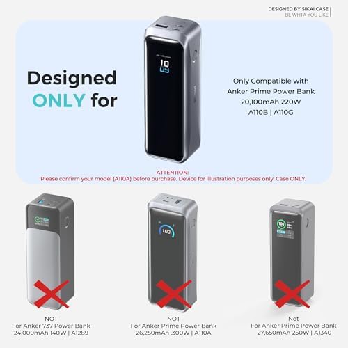 SIKAI CASE ANKER PRIME POWER BANK 20K 220W A110B/A110G FUNDA PROTECTORA DE VIAJE CON RECORTES DE PRECISIÓN PARA INSPECCIÓN - 7