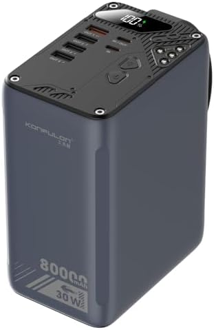 BATERÍA PORTÁTIL DE 80000 MAH PD DE 30 W DE ALTA CAPACIDAD, CARGA RÁPIDA, 22.5 W, USB, C, CON 5 SALIDAS Y PANTALLA LCD, - 7
