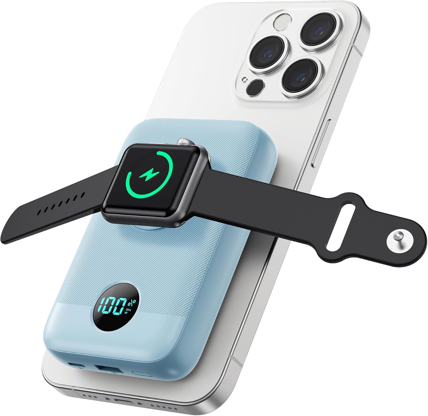GKUTW CARGADOR PORTÁTIL MAGNÉTICO PARA IPHONE Y APPLE WATCH, 10800 MAH 25 W PD CARGADOR DE CARGA RÁPIDA, DISEÑO DE IMÁN - 1
