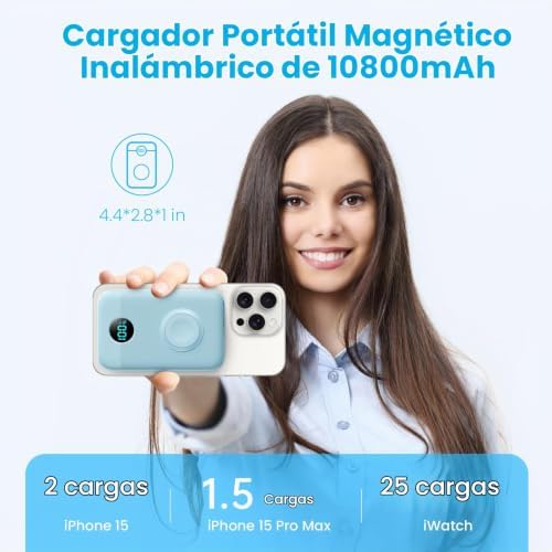 GKUTW CARGADOR PORTÁTIL MAGNÉTICO PARA IPHONE Y APPLE WATCH, 10800 MAH 25 W PD CARGADOR DE CARGA RÁPIDA, DISEÑO DE IMÁN - 7