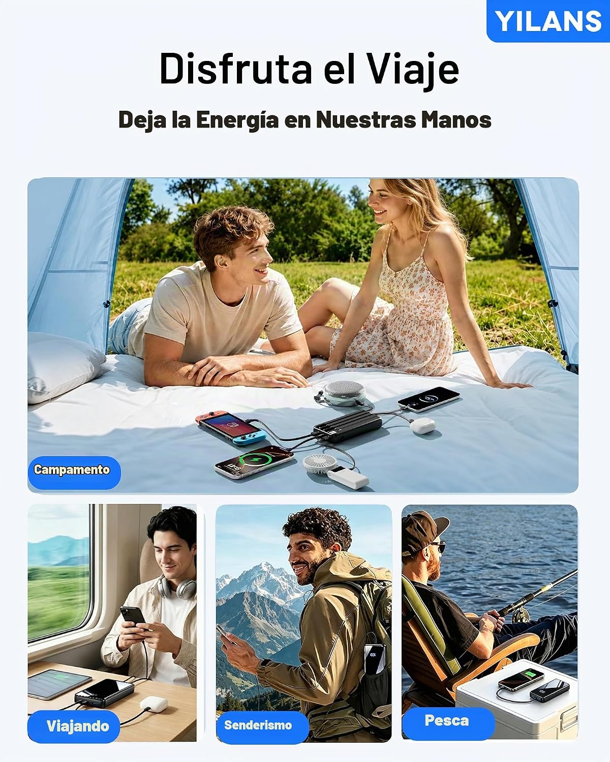 CARGADOR PORTÁTIL, CARGADOR DE BATERÍA DE 50000 MAH, CABLE INTEGRADO, 22.5 W PD USB C DE ENTRADA Y SALIDA DE CARGA RÁPIDA, - 7