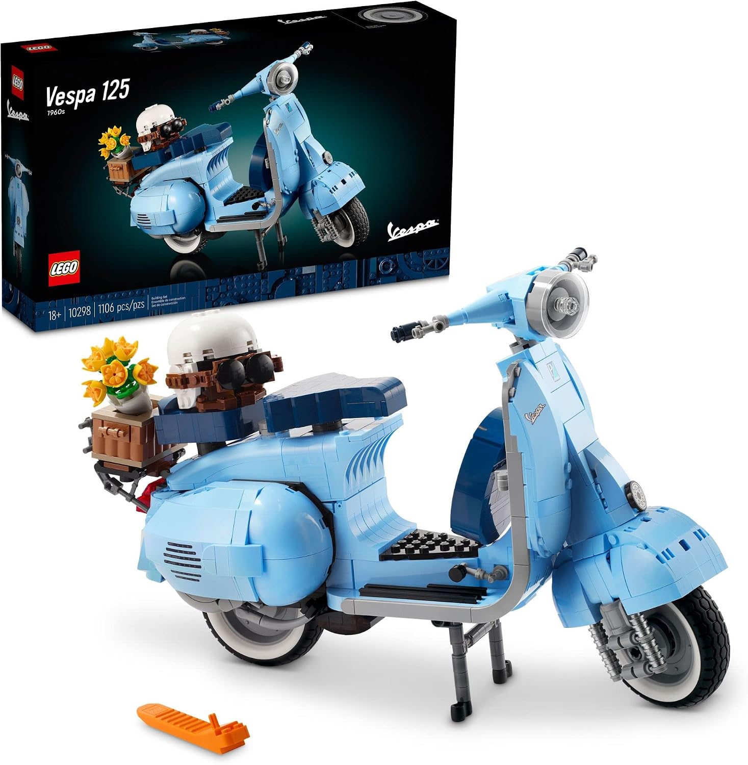 LEGO ICONS VESPA 125 - KIT DE CONSTRUCCIÓN DE MODELOS DE SCOOTER 10298, MODELO ICÓNICO ITALIANO VINTAGE, JUEGO DE DECORACIÓN - 1