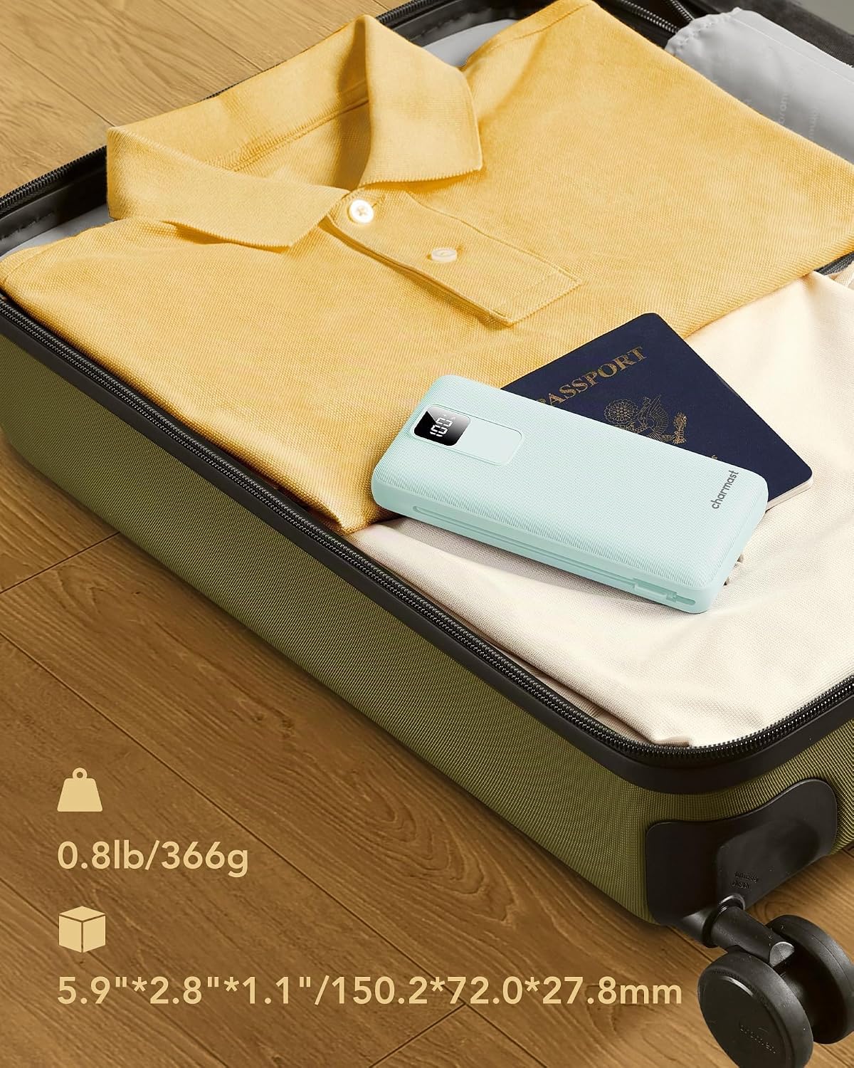 CARGADOR PORTÁTIL CHARMAST CON CABLES INCORPORADOS Y ENCHUFE DE PARED, BATERÍA DE CARGA RÁPIDA DE 20.000 MAH 20W USB C - 7