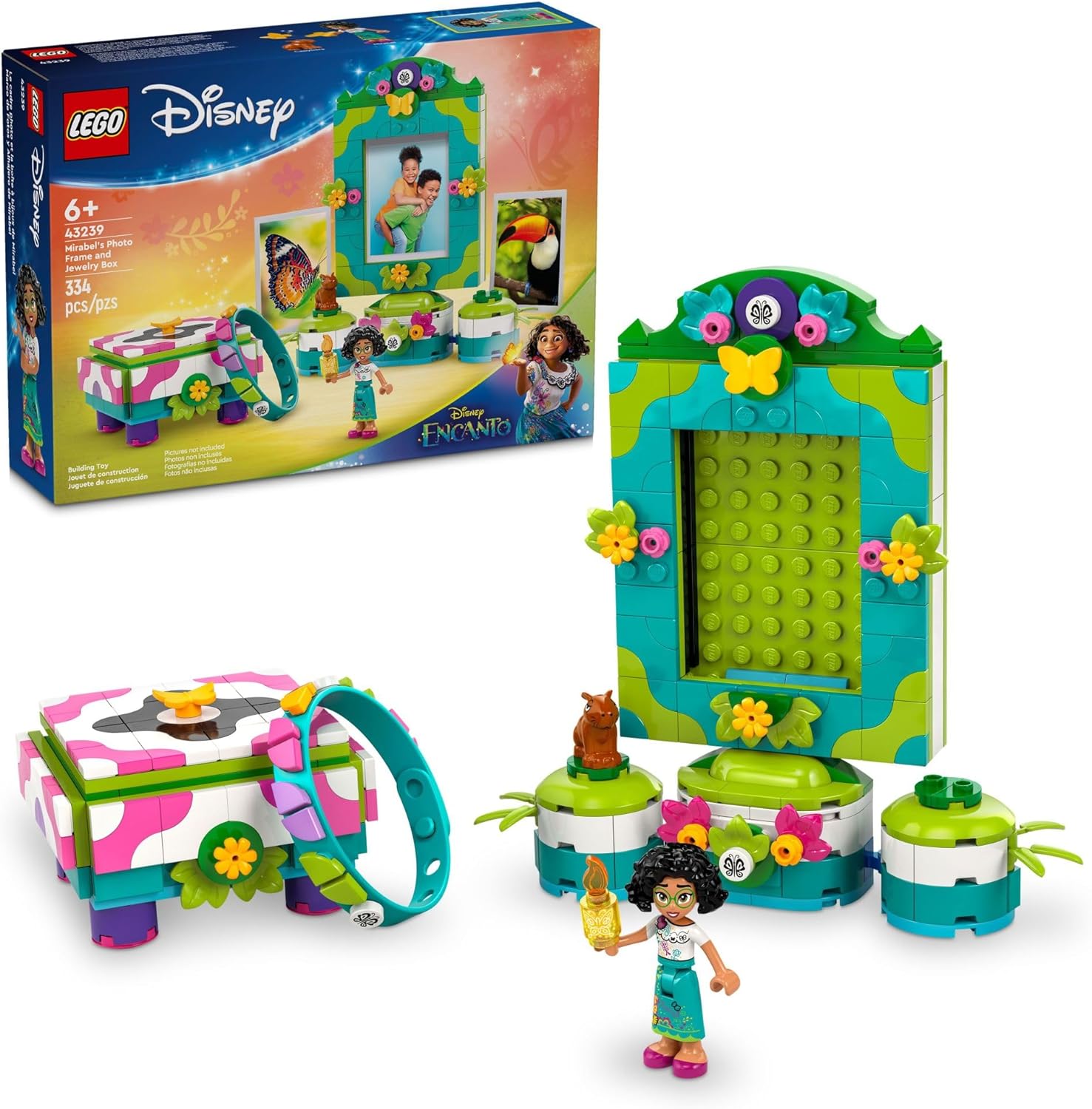 LEGO DISNEY ENCANTO MIRABEL - MARCO DE FOTOS Y CAJA DE JOYERÍA, JUGUETE DE DISNEY PARA CONSTRUIR PARA NIÑOS CON PULSERA - 1