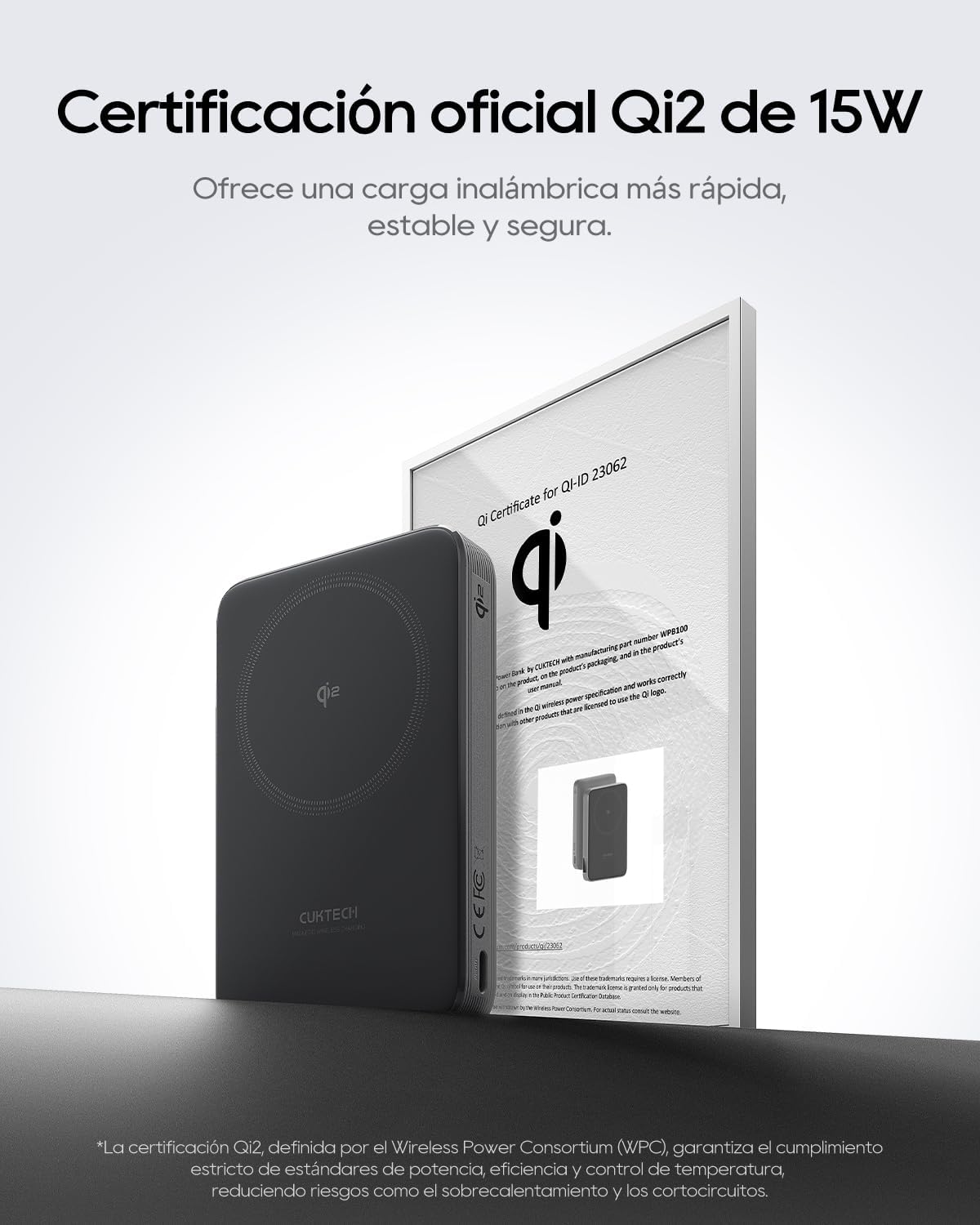 CUKTECH QI2 - BANCO DE ENERGÍA MAGNÉTICA DE 15 W, PAQUETE DE BATERÍA DE 10,000 MAH, CARGADOR PORTÁTIL INALÁMBRICO COMPATIBLE - 7