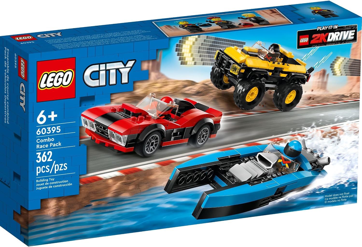 LEGO CITY 60395 2KDRIVE PAQUETE DE CARRERAS DE VEHÍCULOS TRIPLES - 1