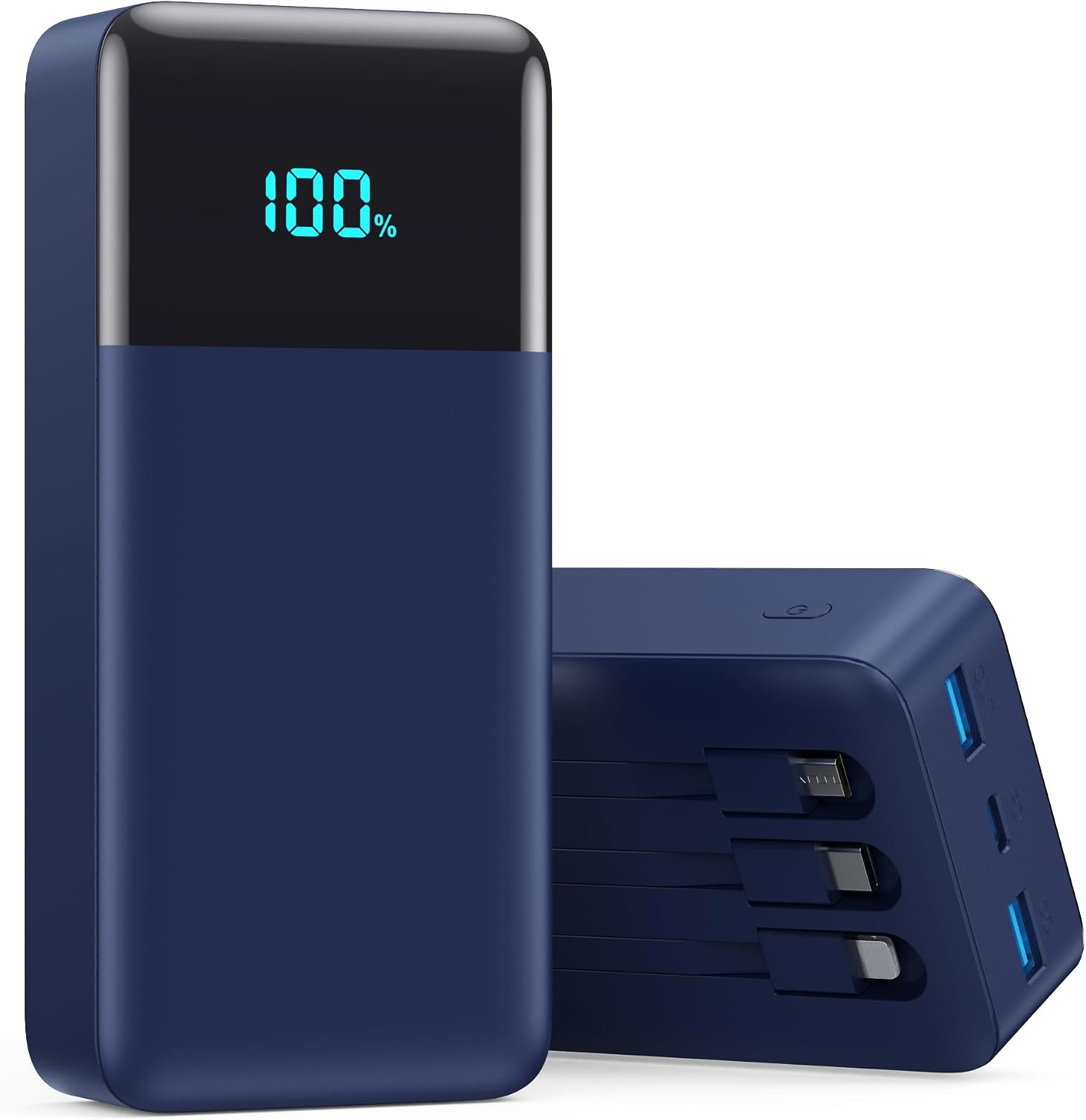 CARGADOR PORTÁTIL 50800MAH BANCO DE ENERGÍA CON 3 CABLES INCORPORADOS, PAQUETE DE BATERÍA USB C DE CARGA RÁPIDA DE 25W PD - 1