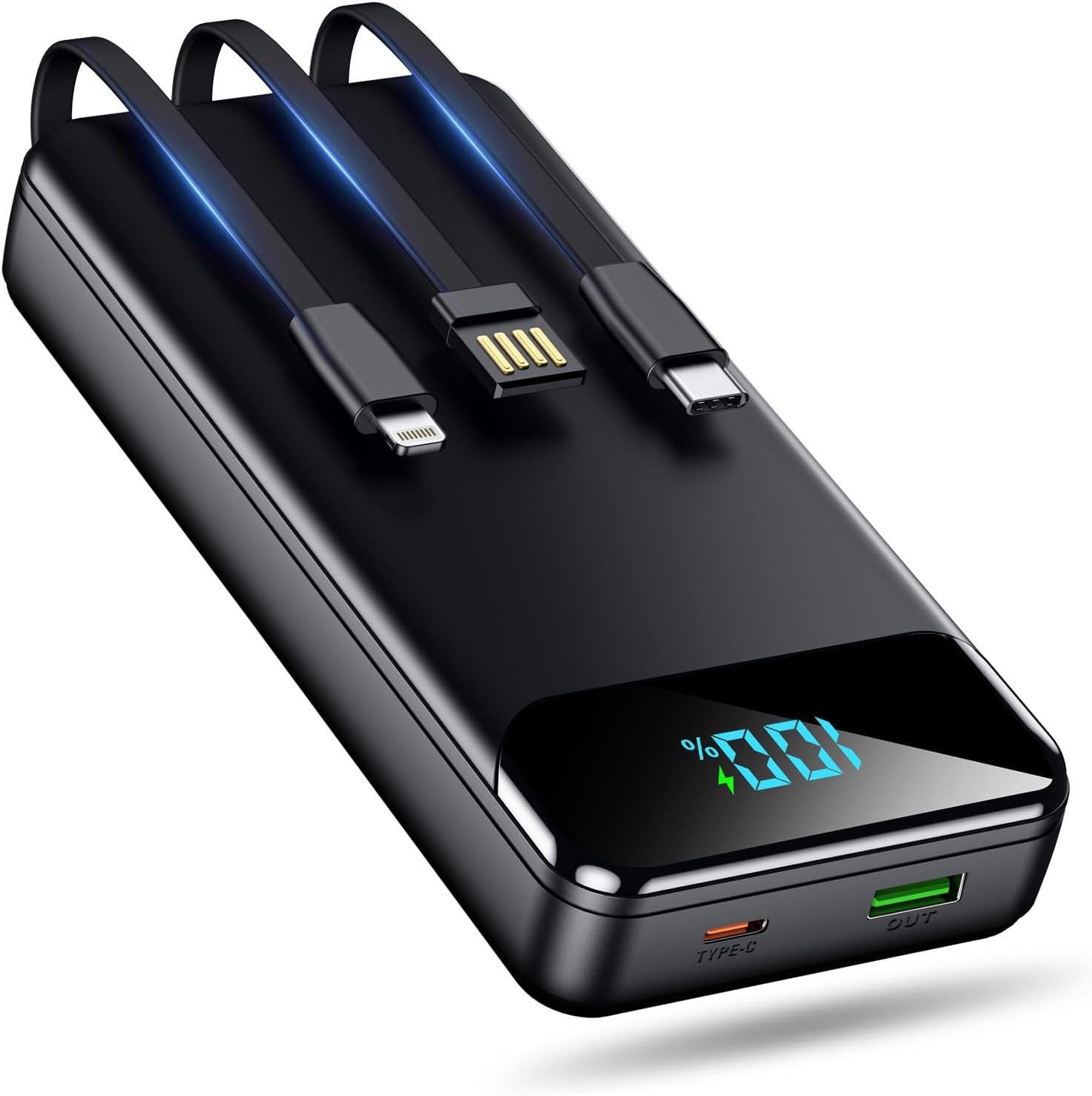 CARGADOR PORTÁTIL 40000MAH POWER BANK - PD 22.5W PAQUETE DE BATERÍA DE CARGA RÁPIDA, CARGADOR DE TELÉFONO CON CABLE - 1