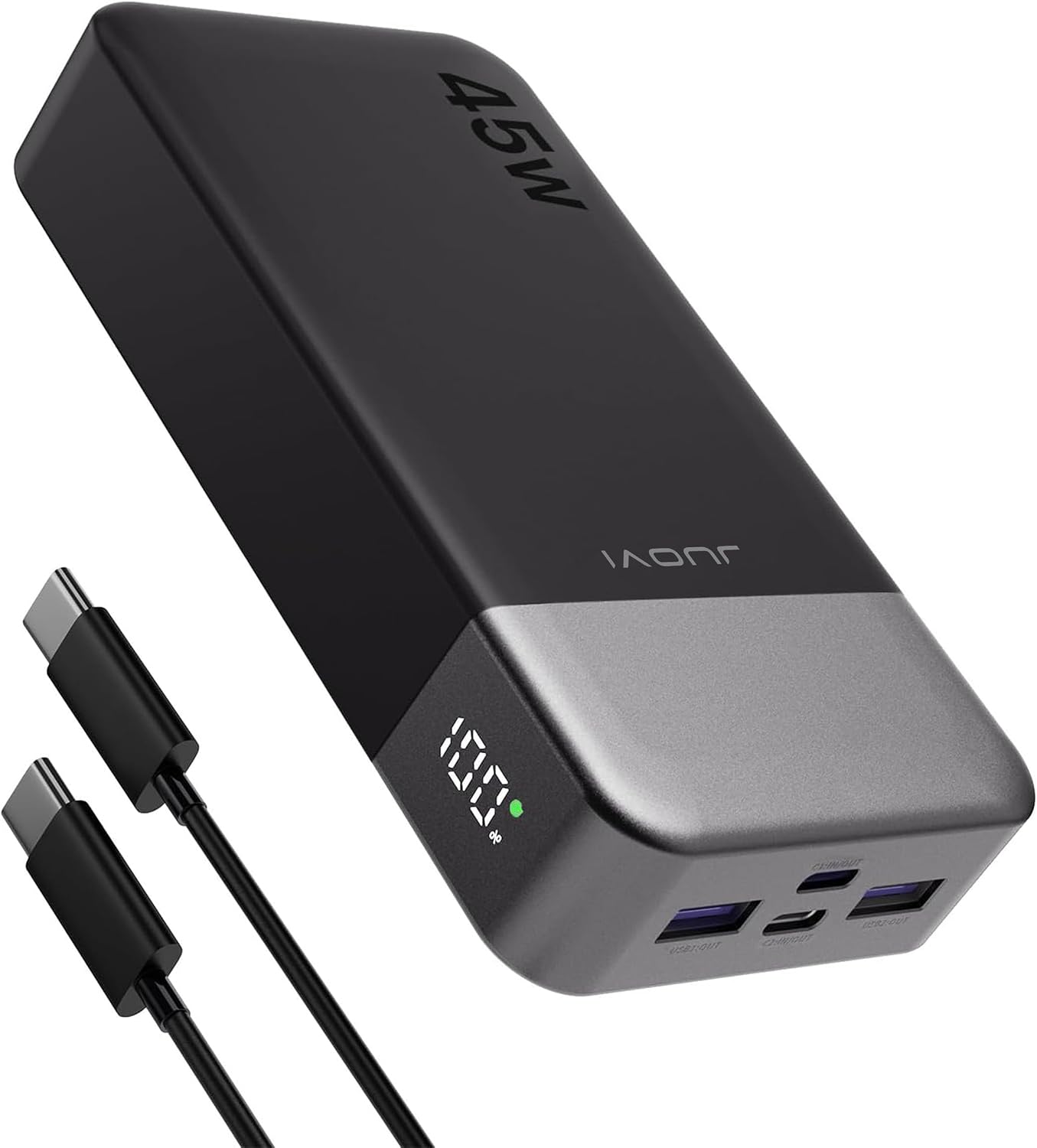 JUOVI J2621 BANCO DE ENERGÍA CARGADOR PORTÁTIL 20000MAH 45W, PAQUETE DE BATERÍA DE CARGA RÁPIDA PD3.0 QC 4.0 CON PANTALLA - 1