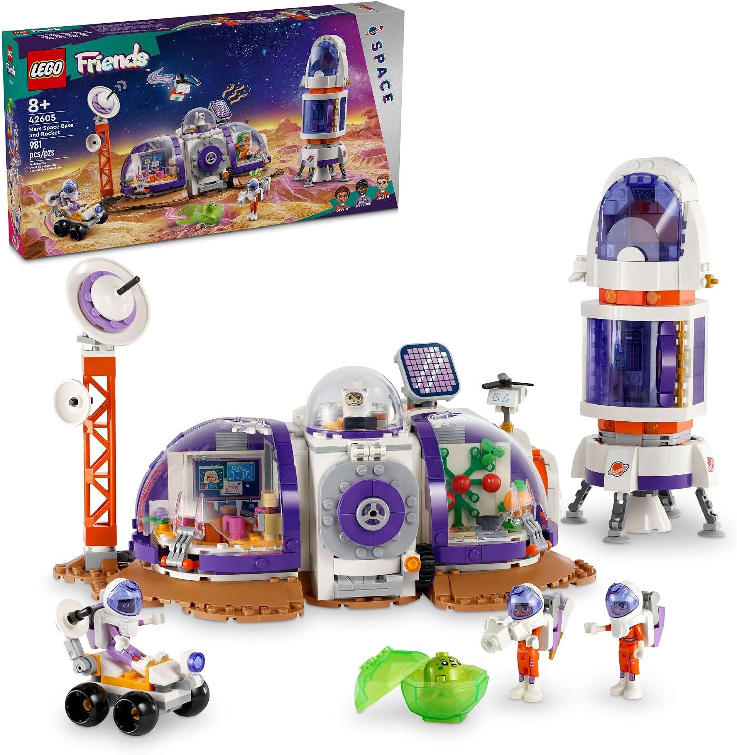 LEGO FRIENDS BASE ESPACIAL EN MARTE Y SET DE COHETE, JUGUETE CIENTÍFICO PARA JUEGO DE SIMULACIÓN CON 3 MINI-MUÑECAS - 1