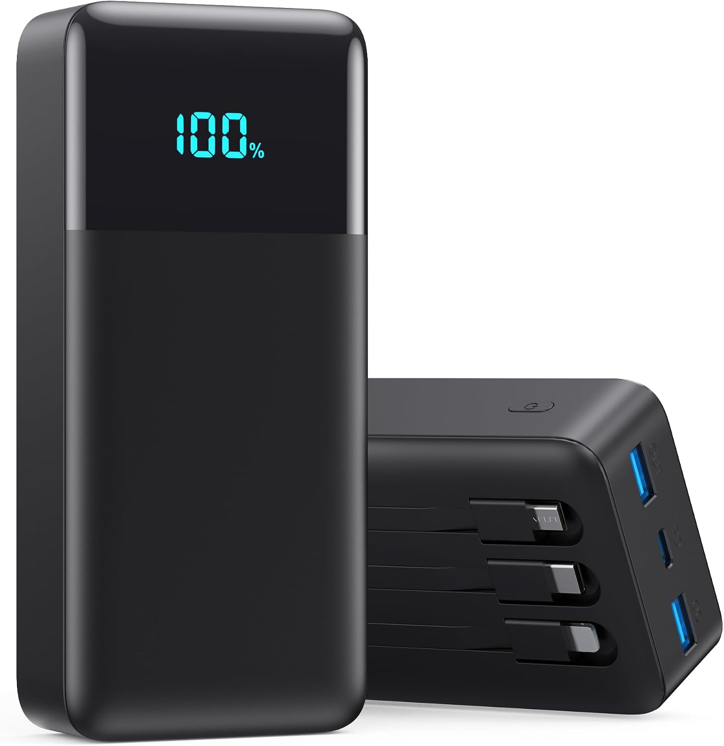 CARGADOR PORTÁTIL DE 70800 MAH CON 3 CABLES INTEGRADOS, 25 W PD QC4.0 CARGA RÁPIDA USB C, 6 SALIDAS 2 ENTRADAS PANTALLA LCD, - 1