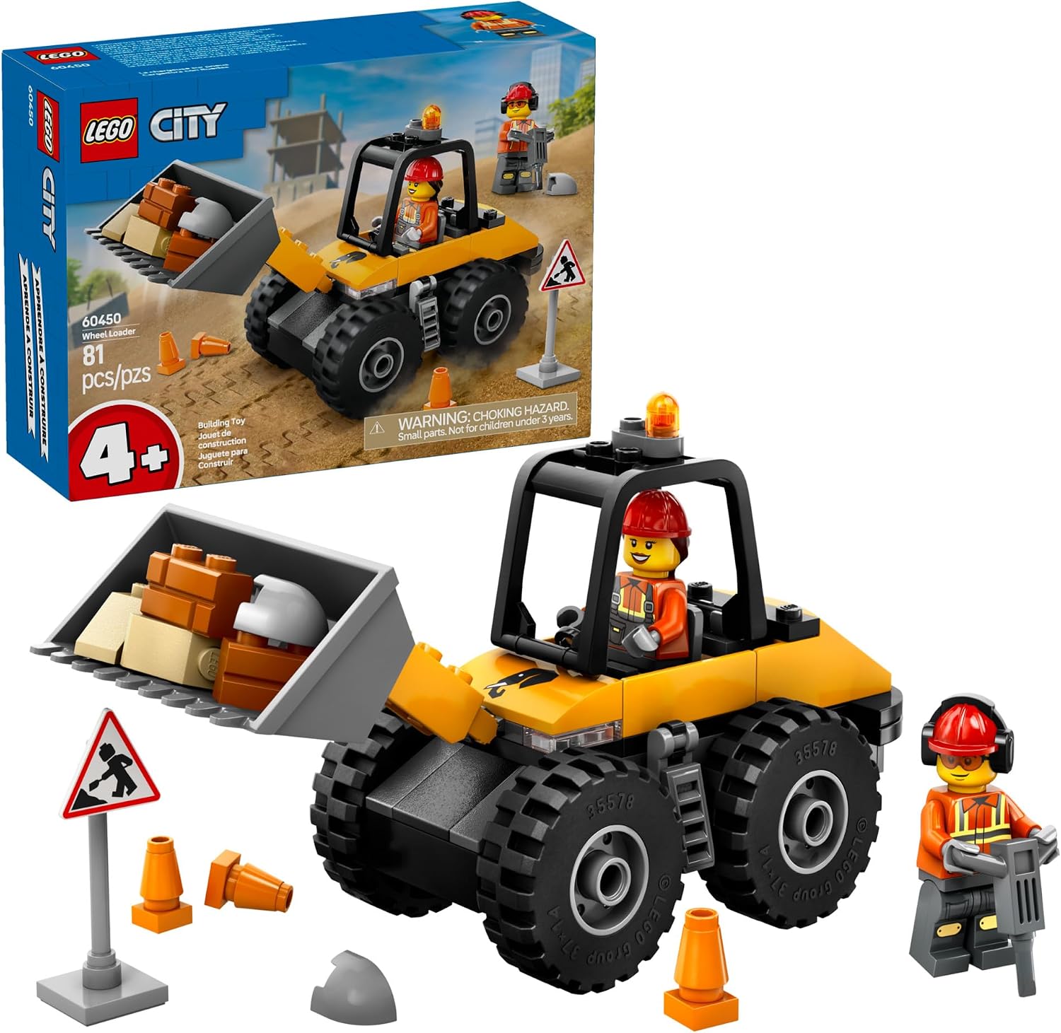 LEGO CITY CARGADORA DE RUEDAS DE CONSTRUCCIÓN AMARILLA, JUGUETE SENSORIAL DE CONSTRUCCIÓN - JUGUETE DE VEHÍCULO - 1