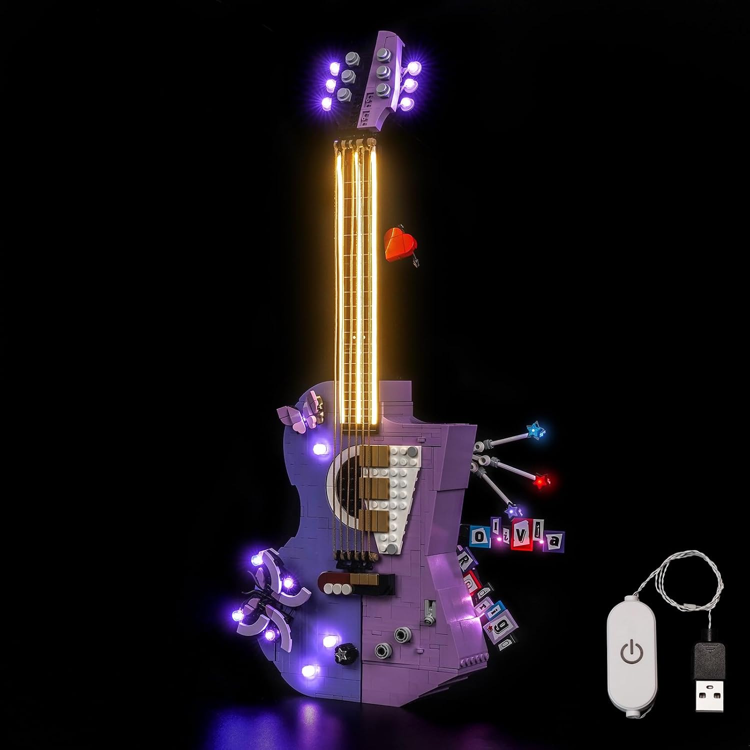 KIT DE LUCES LED MEJORADO COMPATIBLE CON EL JUEGO DE CONSTRUCCIÓN DE GUITARRA DUAL LEGO OLIVIA RODRIGO, DECORACIÓN DE LUCES - 1