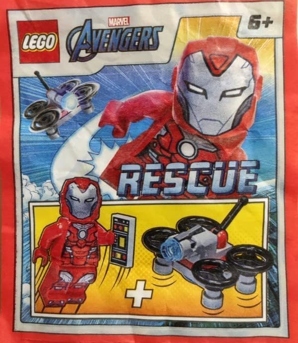 LEGO MARVEL SUPER HEROES: VENGADORES: MINIFIGURA DE RESCATE DE HIERRO PEPPER POTTS EN ARMADURA ROJA CON DRONE - 3