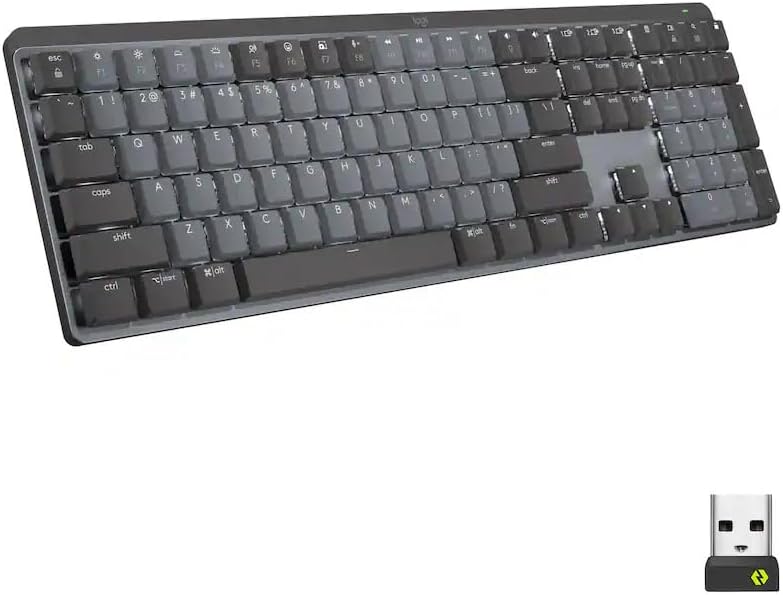 LOGITECH MX TECLADO MECÁNICO MECÁNICO INALÁMBRICO DE TAMAÑO COMPLETO, INTERRUPTORES TÁCTILES SILENCIOSOS, TECLAS - 1