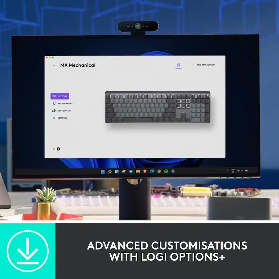 LOGITECH MX TECLADO MECÁNICO MECÁNICO INALÁMBRICO DE TAMAÑO COMPLETO, INTERRUPTORES TÁCTILES SILENCIOSOS, TECLAS - 3