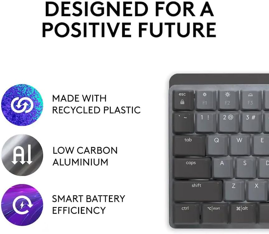 LOGITECH MX TECLADO MECÁNICO MECÁNICO INALÁMBRICO DE TAMAÑO COMPLETO, INTERRUPTORES TÁCTILES SILENCIOSOS, TECLAS - 6