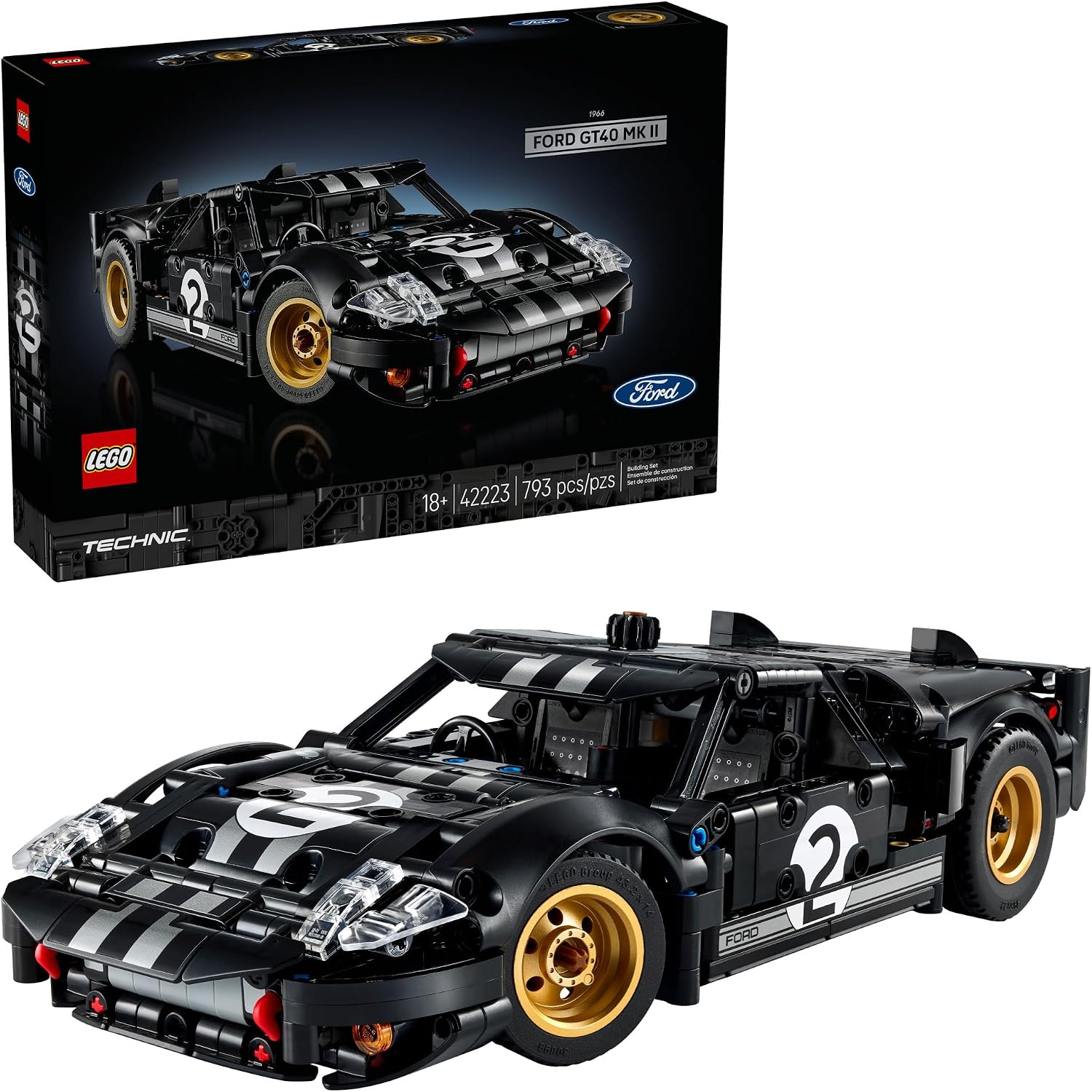 LEGO TECHNIC 1966 FORD GT40 MKII - JUEGO DE CONSTRUCCIÓN DE AUTOS DE CARRERAS PARA ADULTOS, JUGUETE COLECCIONABLE - 1